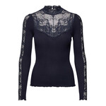 Rosemunde Beatha silk lace t-neck t-shirt Navy