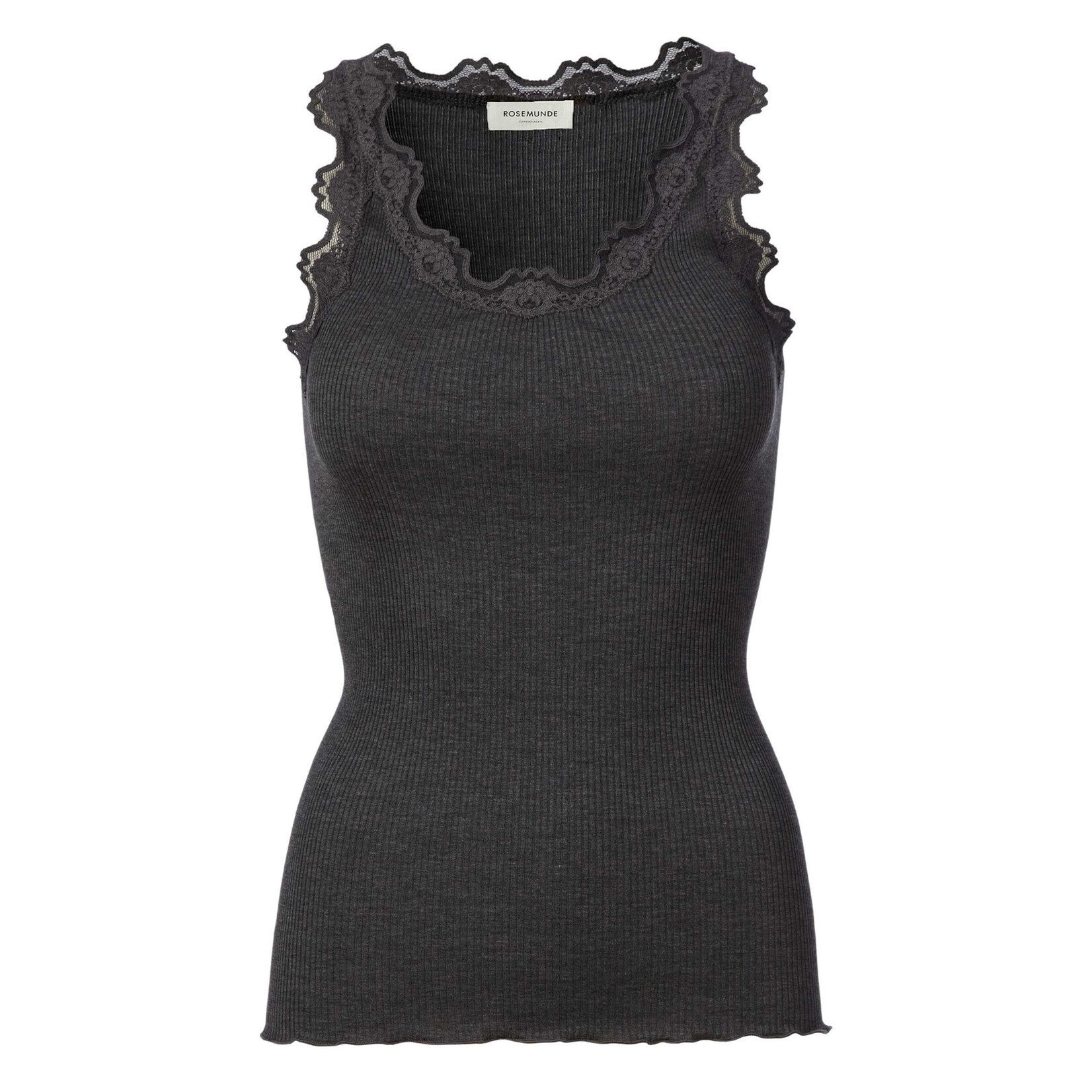 Rosemunde Babette silk u-neck top Dark grey