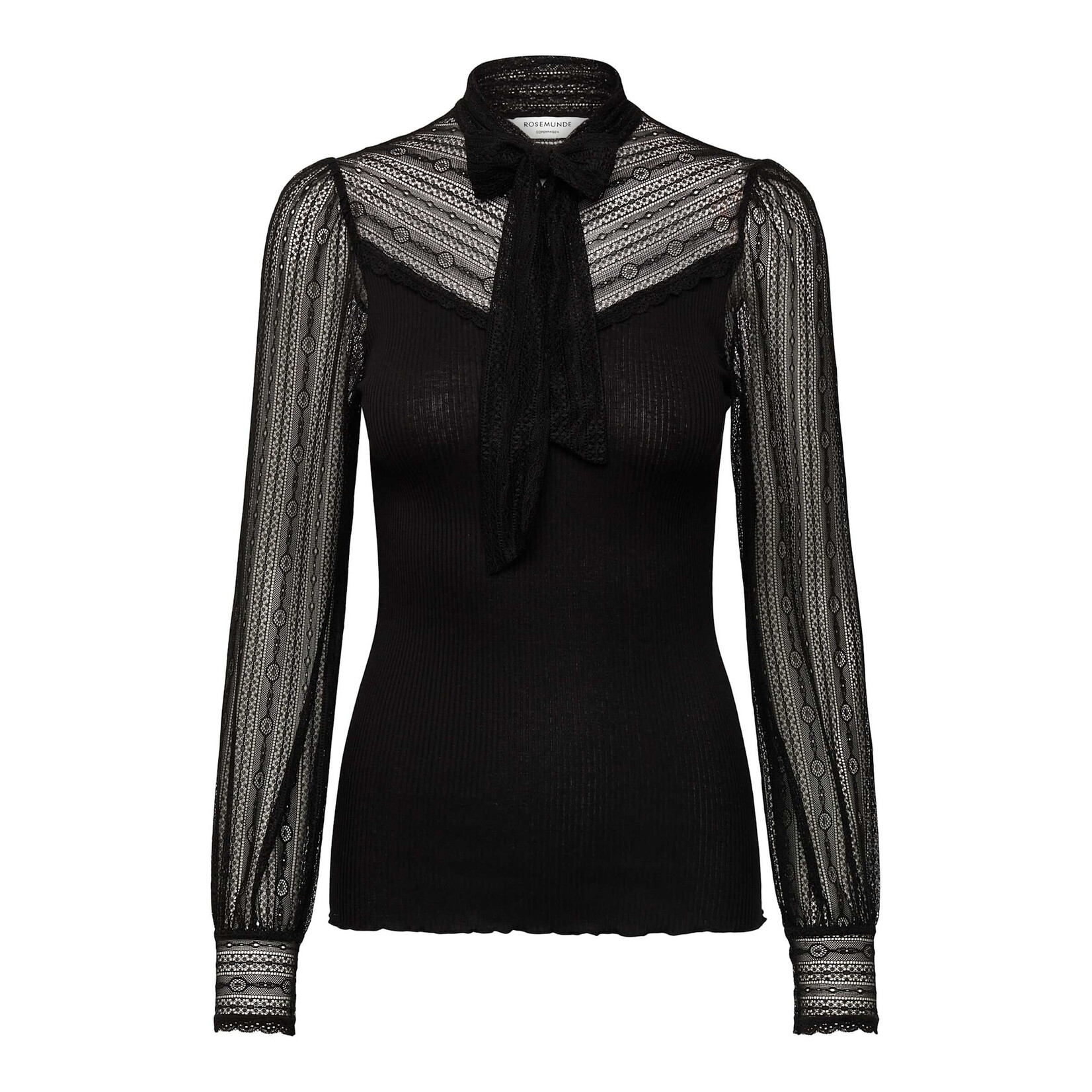 Rosemunde Beatha silk full lace bow t-shirt Black