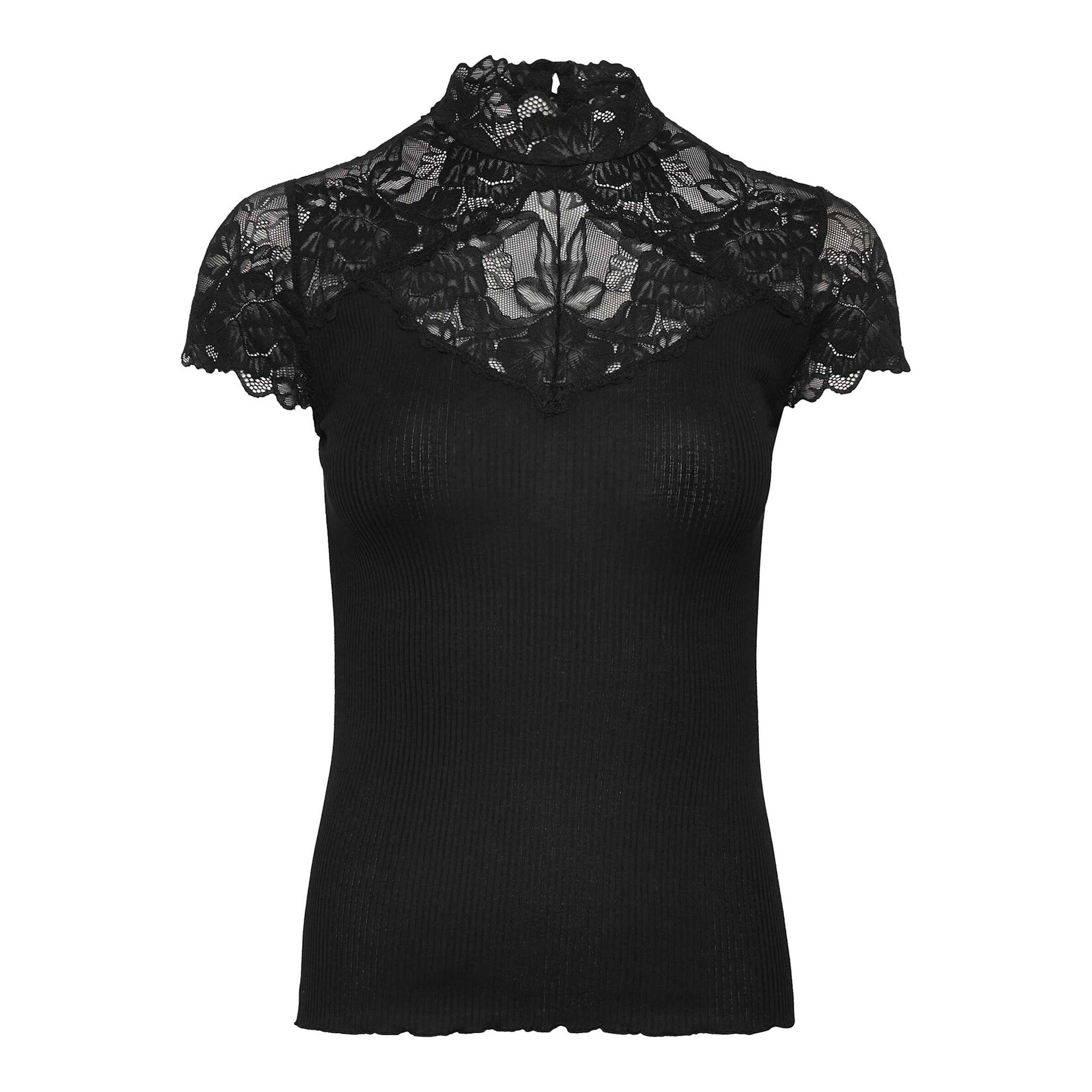 Rosemunde Beatha silk capsleeve lace t-shirt Black