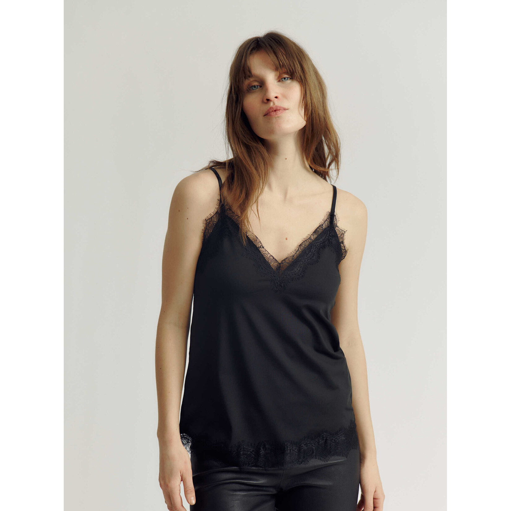 Rosemunde Bridget lace strap top Black