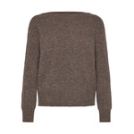 Rosemunde Tinker wool blend boatneck pullover Brown grey melange