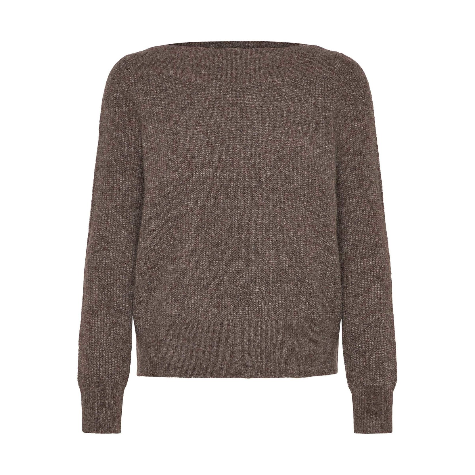 Rosemunde Tinker wool blend boatneck pullover Brown grey melange