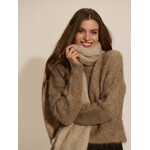 Rosemunde Furry alpaca mock neck pullover Brown grey melange