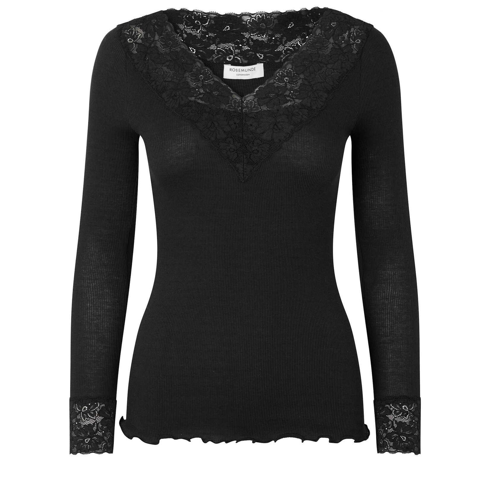 Rosemunde Bernadine organic v-neck lace t-shirt Black