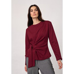 Co'couture Oriane pleat tie tee Whine red