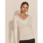 Rosemunde Bernadine organic longsleeve v-neck lace New white