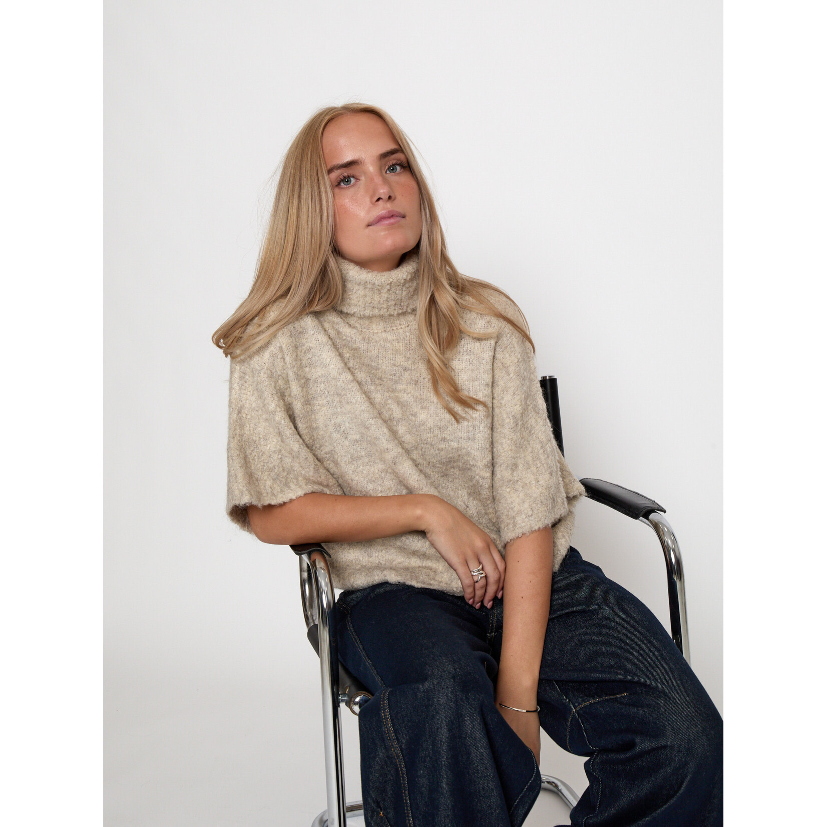 Minus Margrethe knit vest Sand gray melange