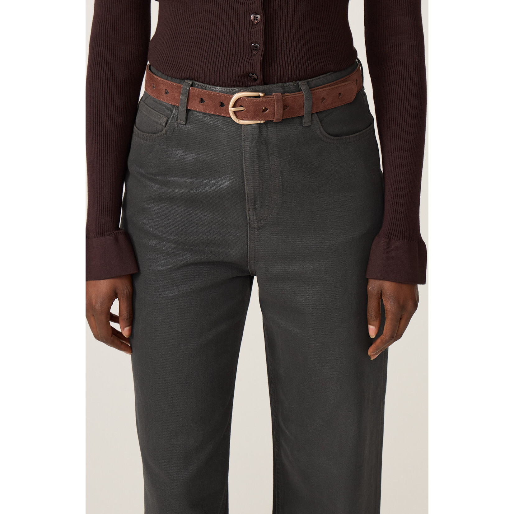 Fabienne Chapot Cut it out belt suede Chocolate brown
