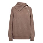 Co'couture Row rib zip roll-neck knit Walnut