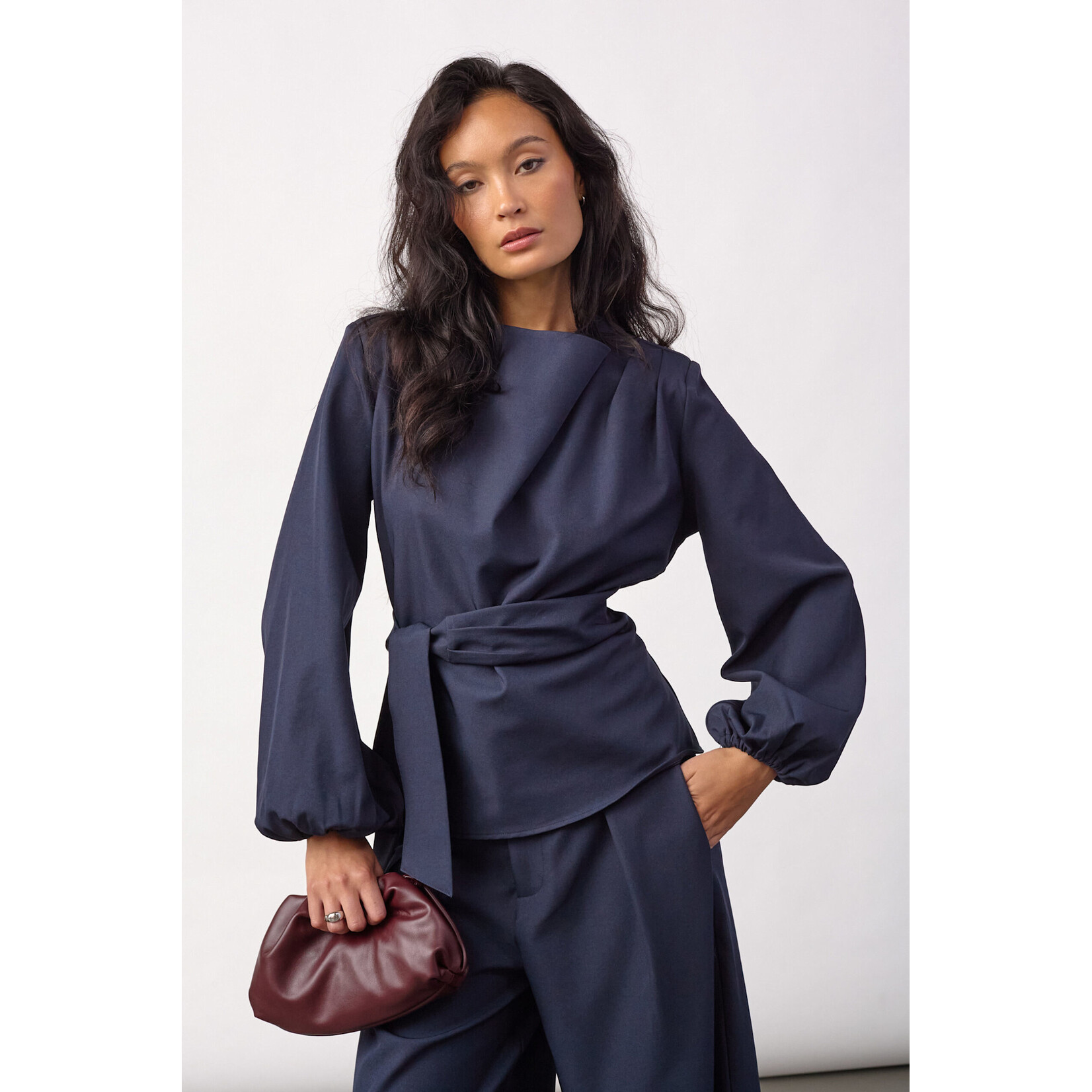 Co'couture Luna tie blouse Navy