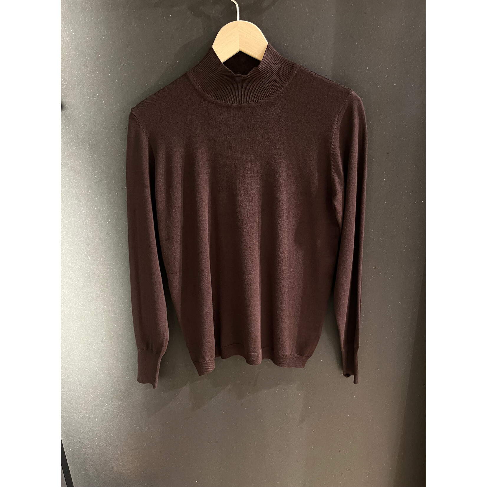 Cooper fine knit turtle pullover Dark brown