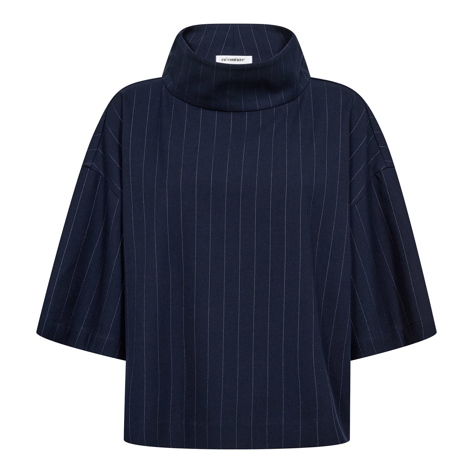 Co'couture Gabie pin funnel neck blouse Navy