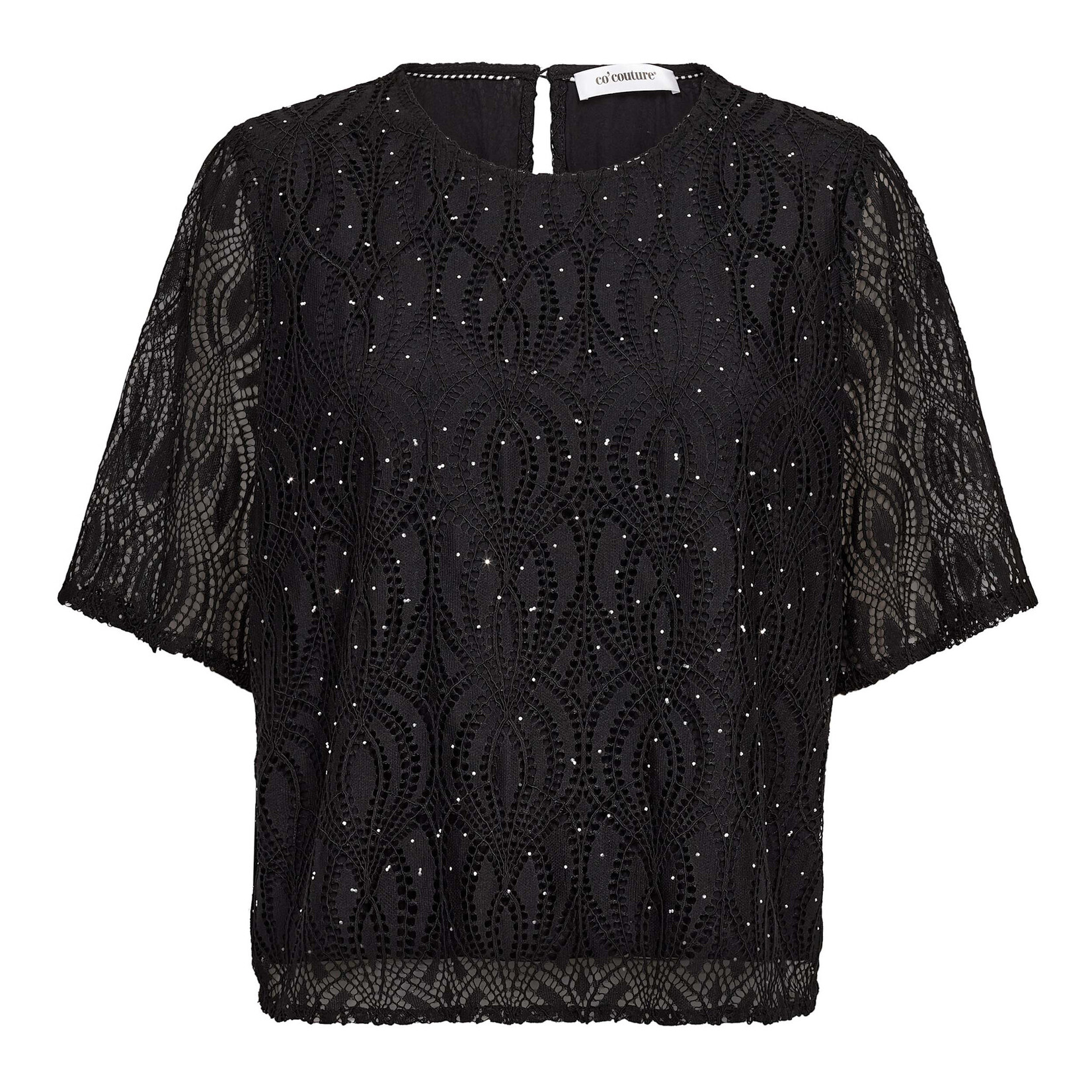 Co'couture Erica stone lace blouse Black