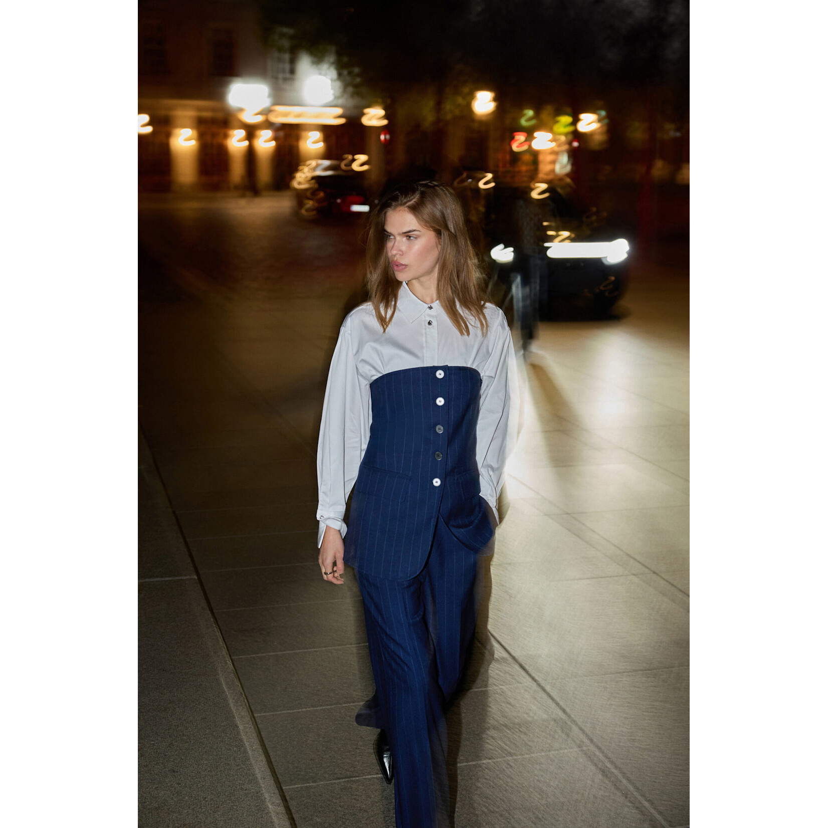 Co'couture Gabie pin wide pant Navy