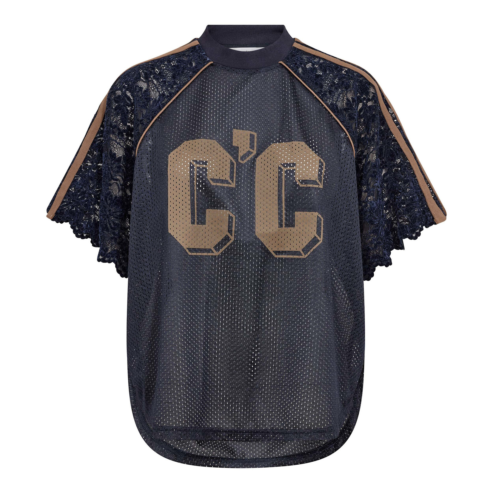 Co'couture Reena logo lace tee  Navy