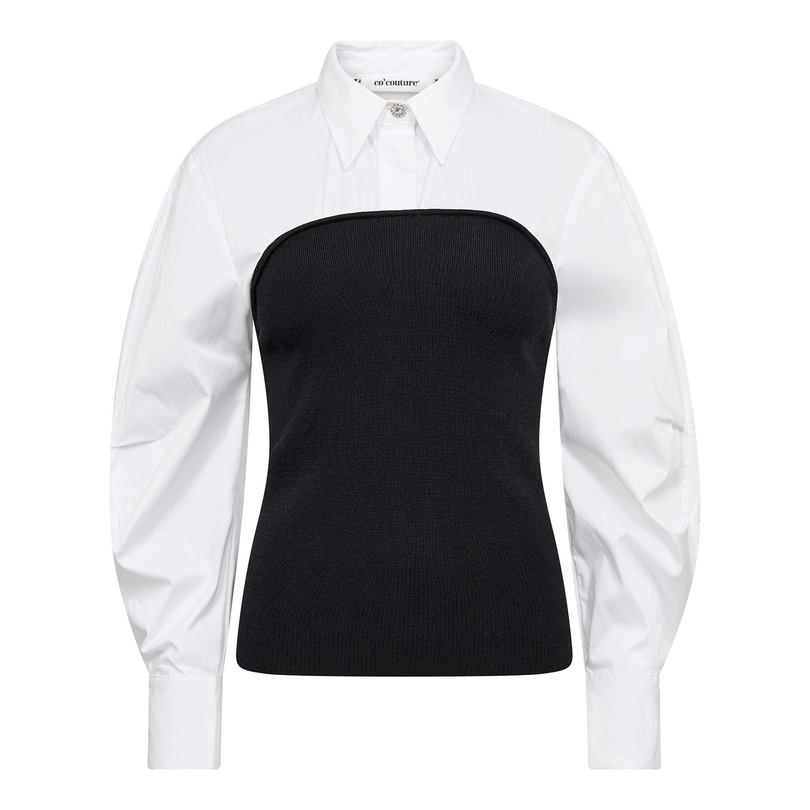Co'couture Mercia poplin mix knit White