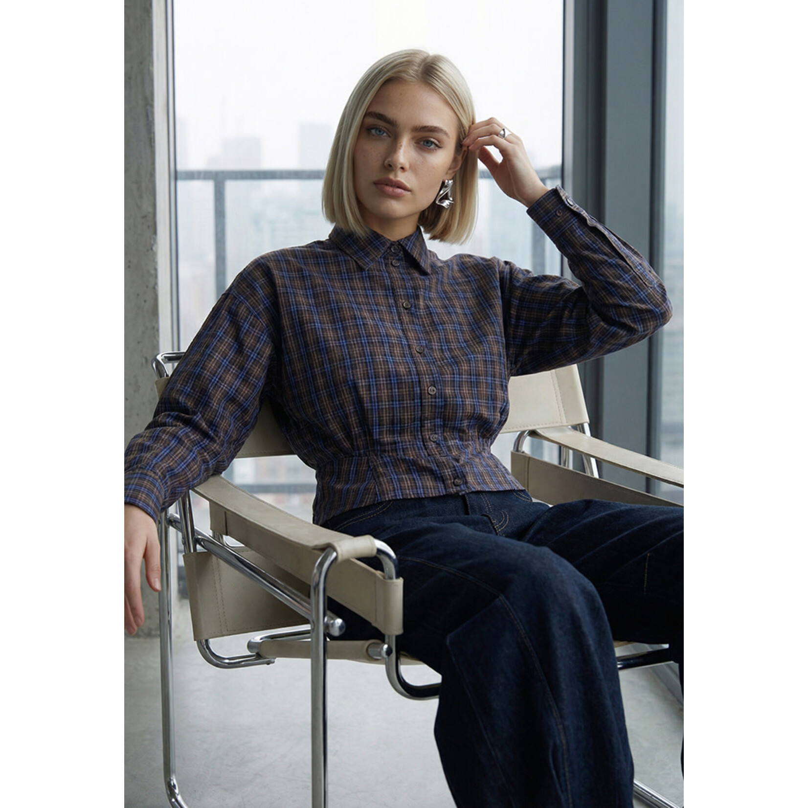 Minus Christi shirt Royal blue checked