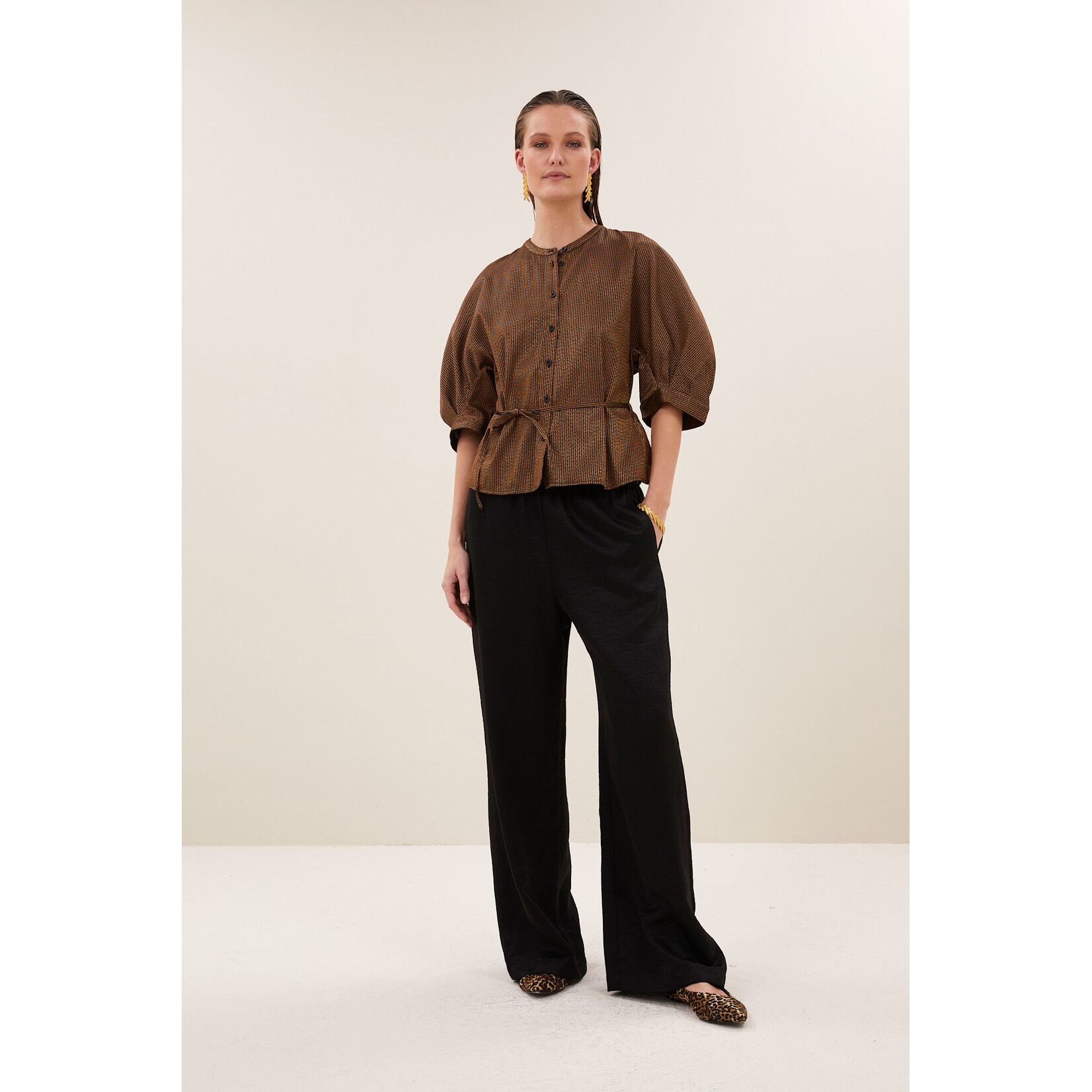 By-Bar Pelle metallic pants Black