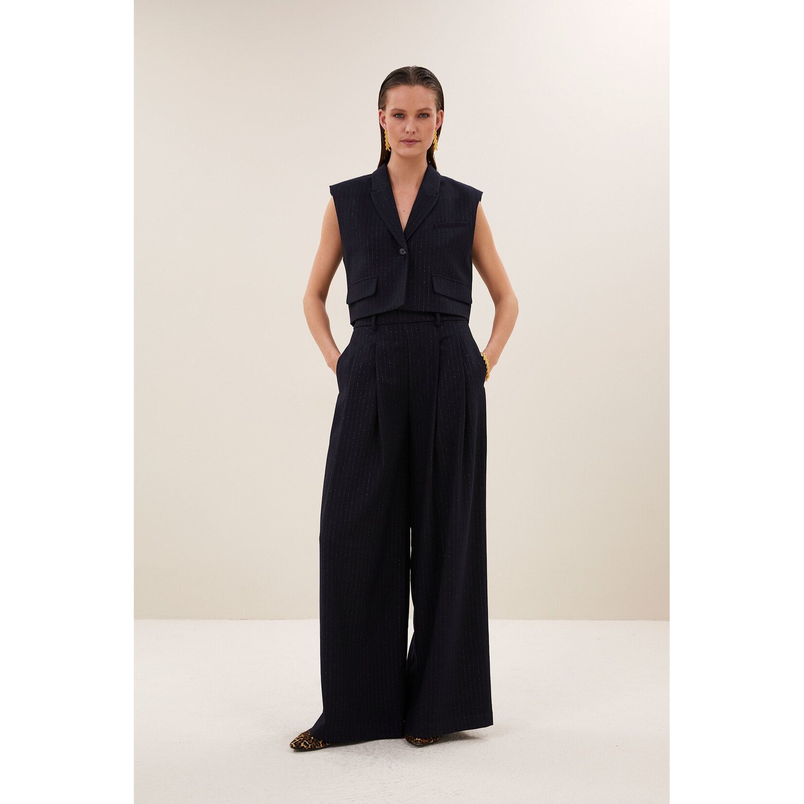 By-Bar Sef sparkle stripe pants Midnight