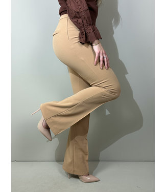 High waist Flared broek | Camel