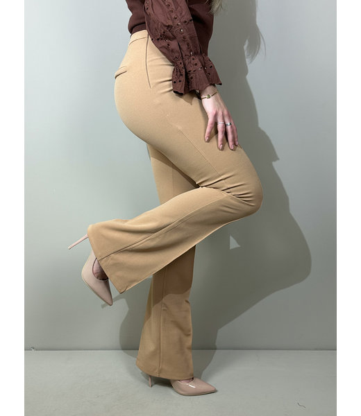 Fash&Home High waist Flared broek | Camel