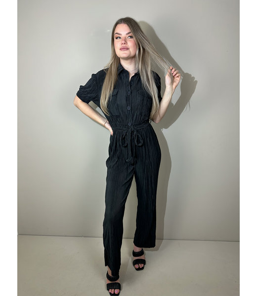 Fash&Home Plisse jumpsuit | Zwart