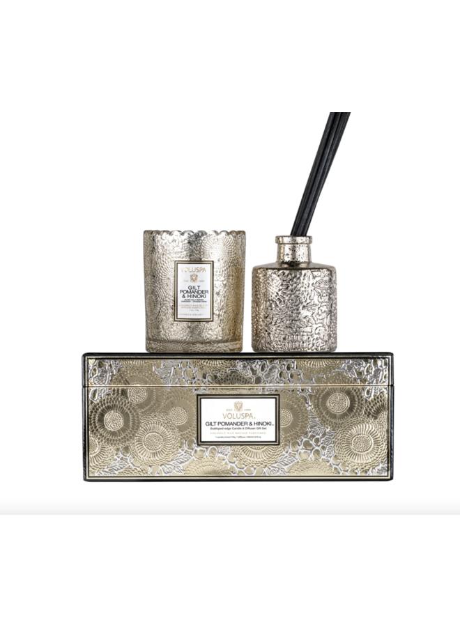 GILT POMANDER & HINOKI - Giftset candle & Diffuser