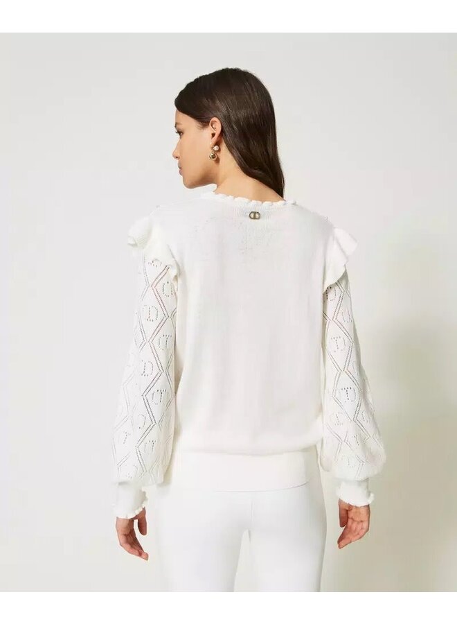 Cashmere /cotton sweater white snow