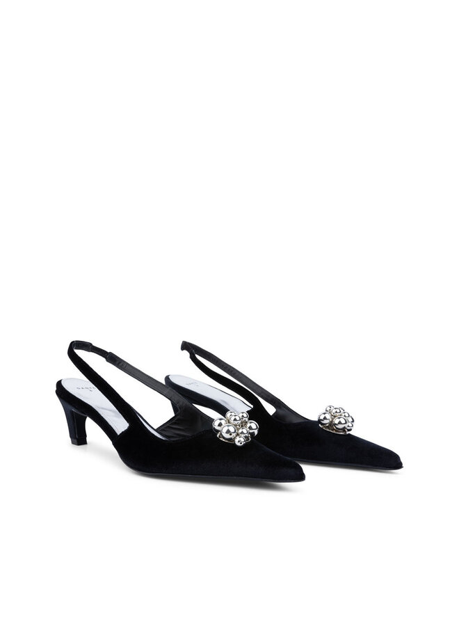 Yumi Velvet Slingback Pumps raven