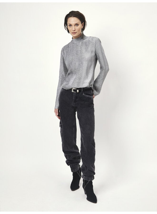 Liz Turtleneck Top grey cloud