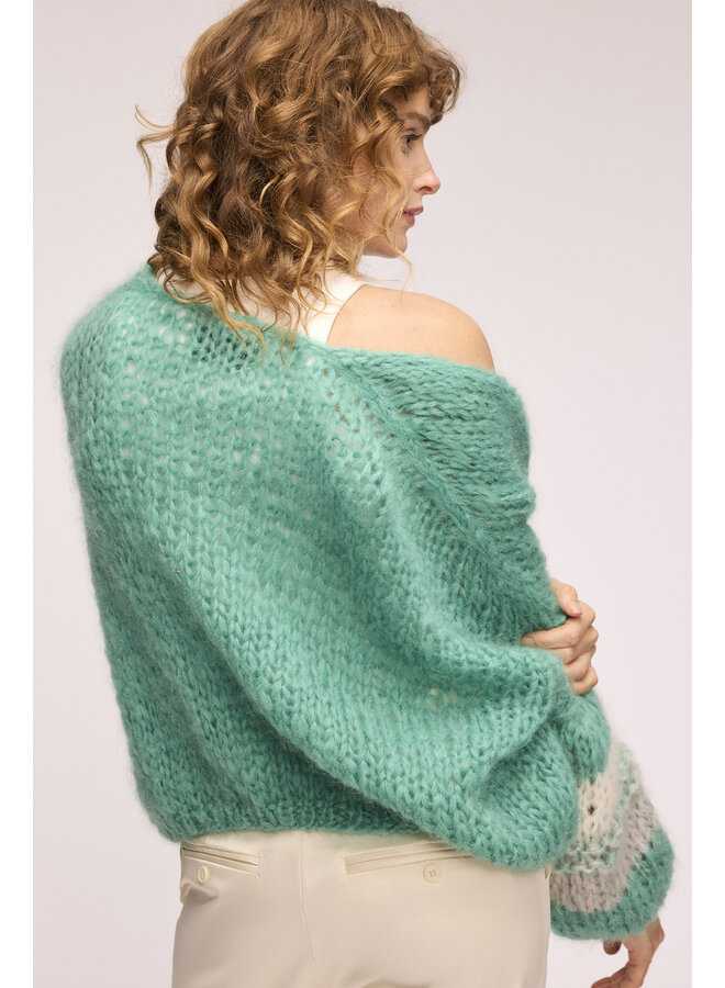 Cardigan Jolie stripe sea green