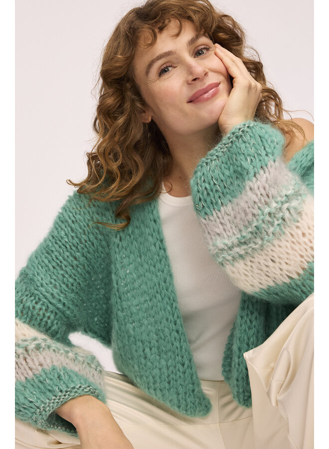 Cardigan Jolie stripe sea green