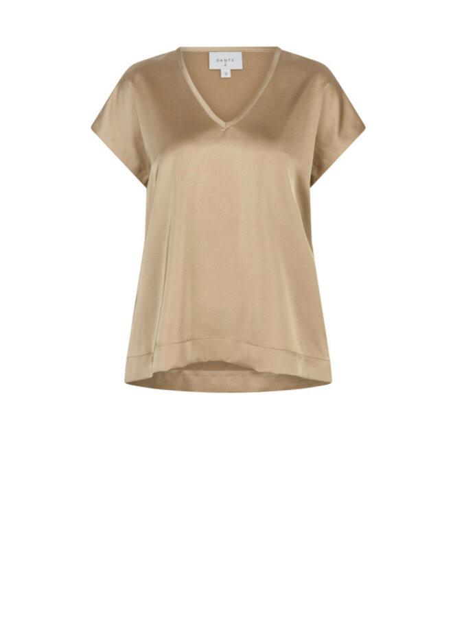 Luiza satin v-neck Top dry sand