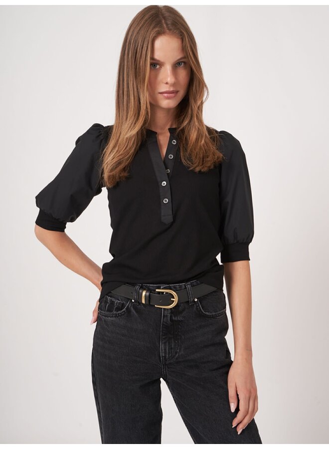 Shirt Knoopjes Viscose black