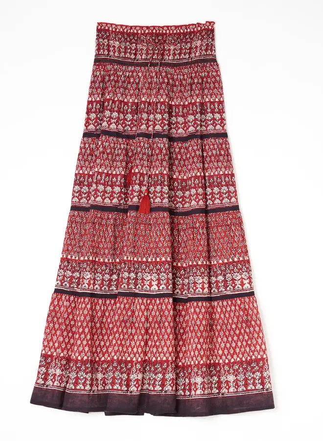 Mari Print Maxi Skirt red