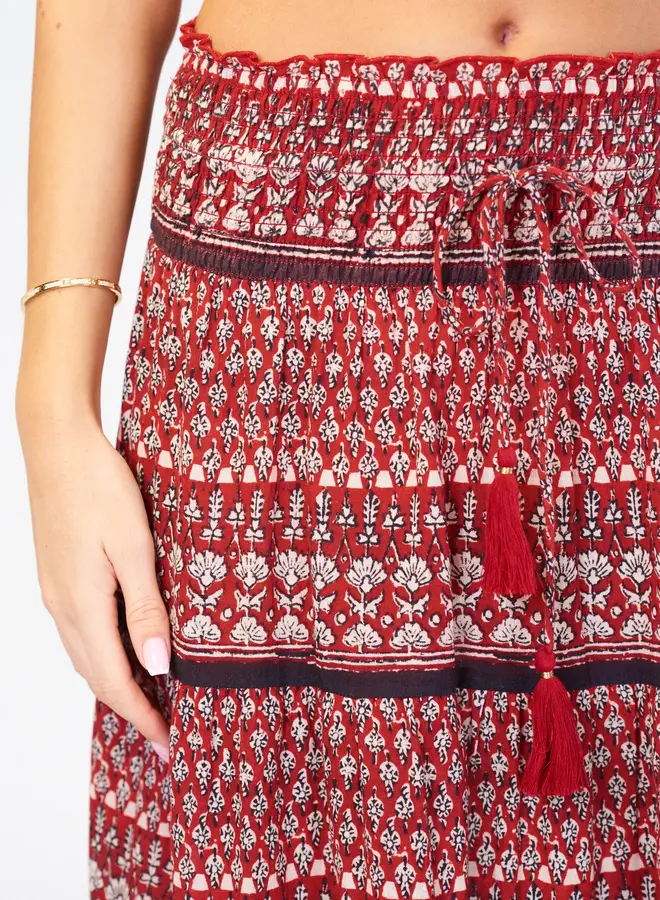 Mari Print Maxi Skirt red