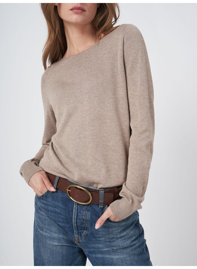 Sweater Boothals Cotton/Viscose desert