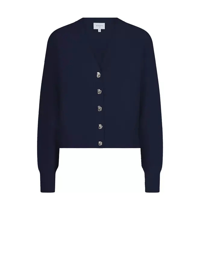 Kyle Cropped Rib Cardigan nocturnal blue