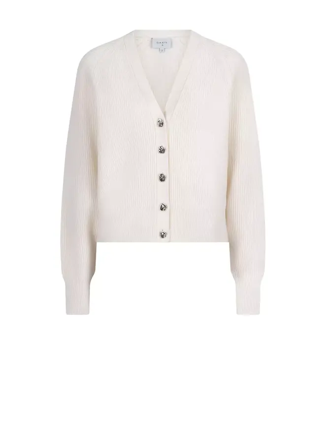 Kyle Cropped Rib Cardigan butter cream