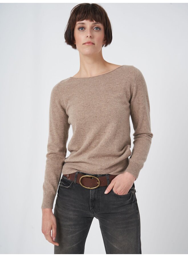 Sweater Boothals Cashmere taupe