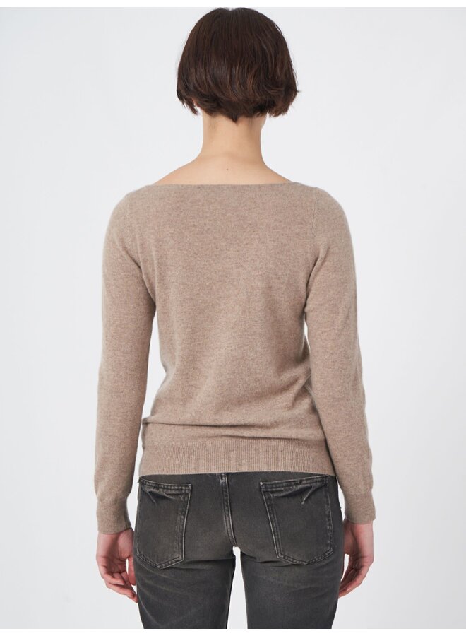 Sweater Boothals Cashmere taupe