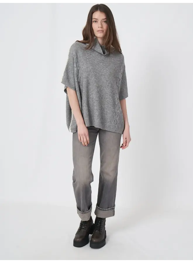 Poncho Col Wool/Cashmere light grey