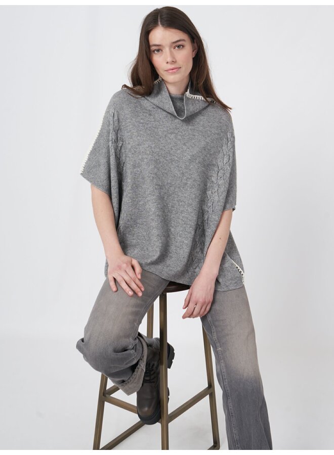 Poncho Col Wool/Cashmere light grey