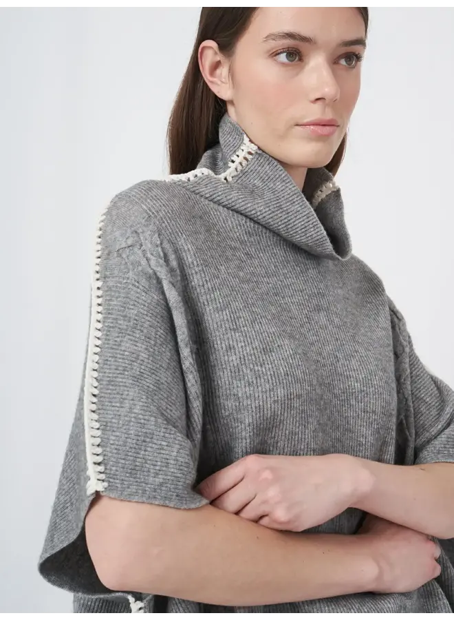 Poncho Col Wool/Cashmere light grey