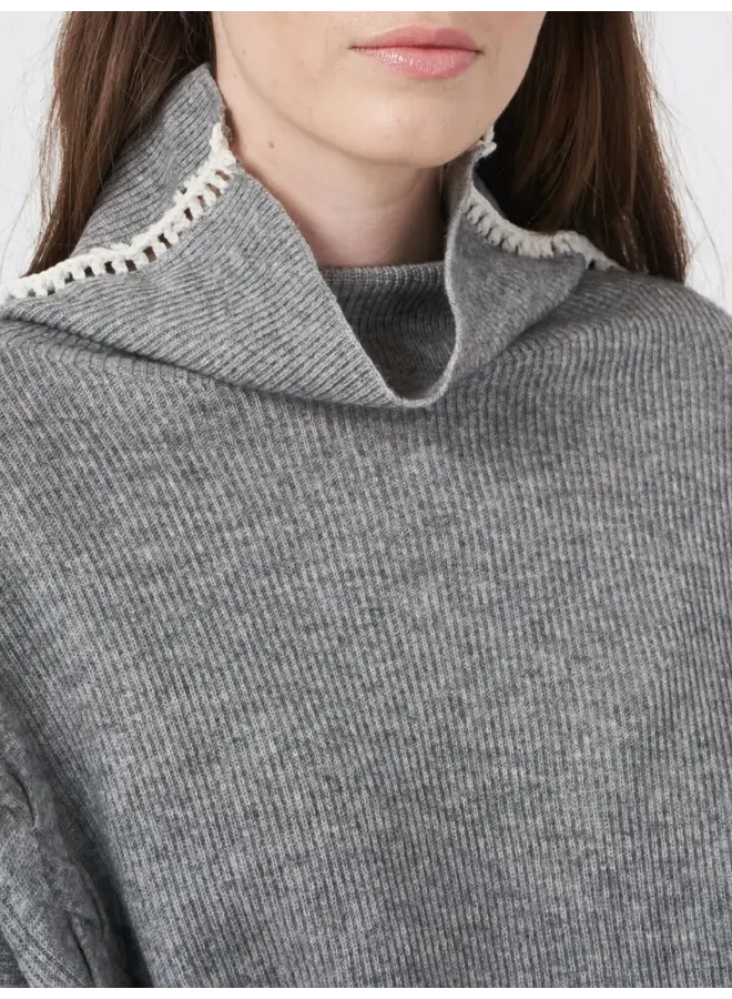 Poncho Col Wool/Cashmere light grey