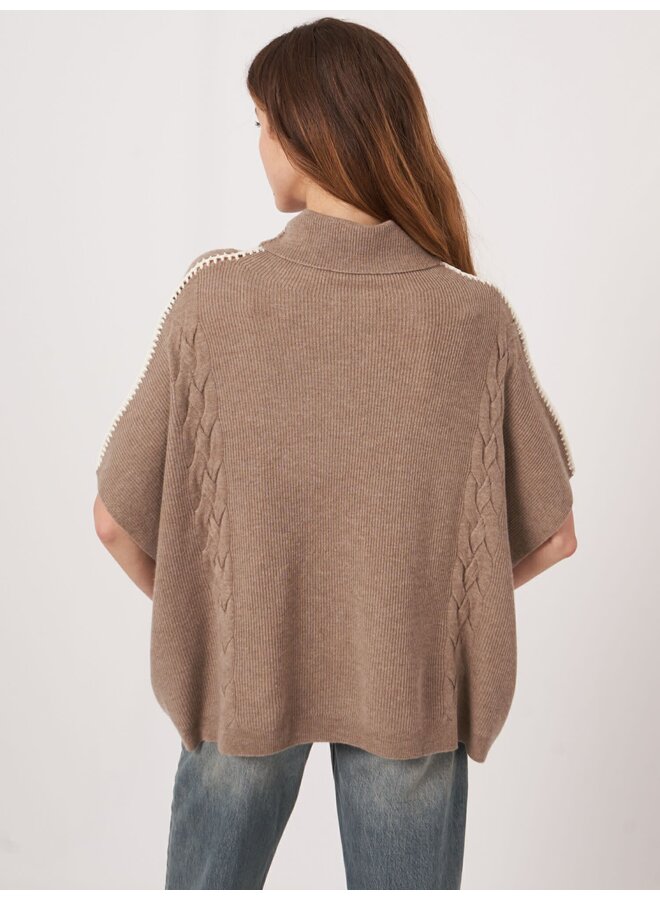 Poncho Col Wool/Cashmere taupe