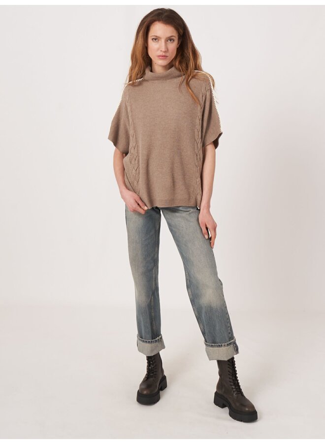 Poncho Col Wool/Cashmere taupe