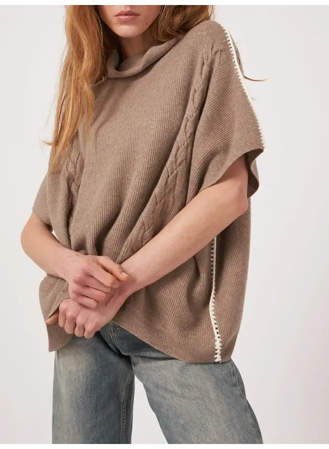 Poncho Col Wool/Cashmere taupe