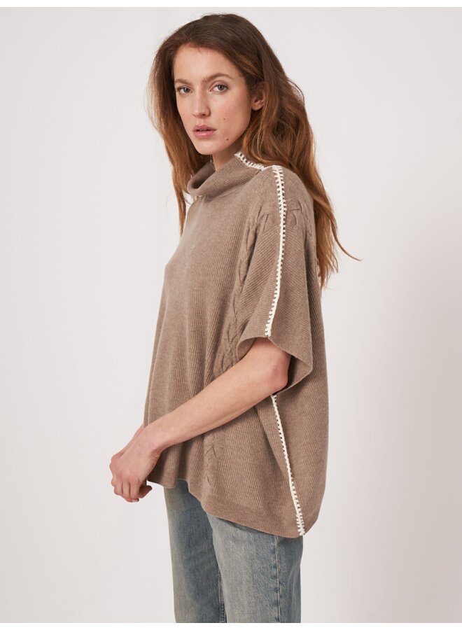 Poncho Col Wool/Cashmere taupe